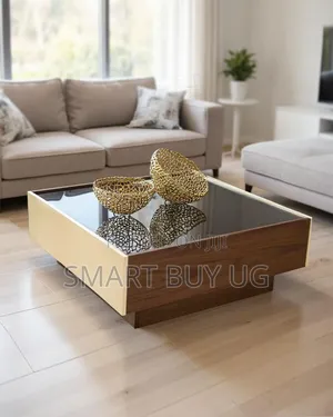 Solid Wood & Glass Center Table (80cm)
