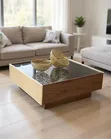 Solid Wood & Glass Center Table (80cm) - 1