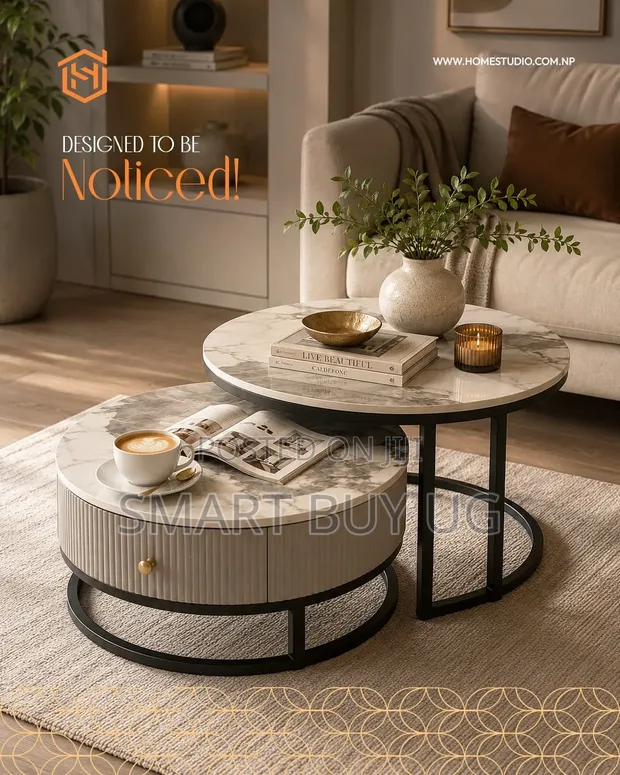 Nesting C-Shaped Coffee Table - Wood Top - 1