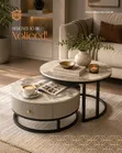 Nesting C-Shaped Coffee Table - Wood Top - 1