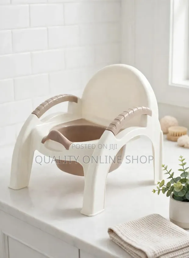 Beige/Cream Plastic Baby Potty - 1