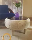 Crafted Sisal Rope Centre Table with Natural Wood Top - 1