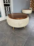Crafted Sisal Rope Centre Table with Natural Wood Top - 3