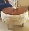 Crafted Sisal Rope Centre Table with Natural Wood Top - 4