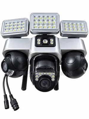 3-Lens Electric CCTV Security Camera with LED Floodlights