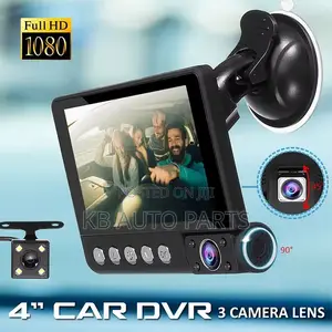 3-Camera 4-Inch Car Dash Cam 1080p with Night Vision