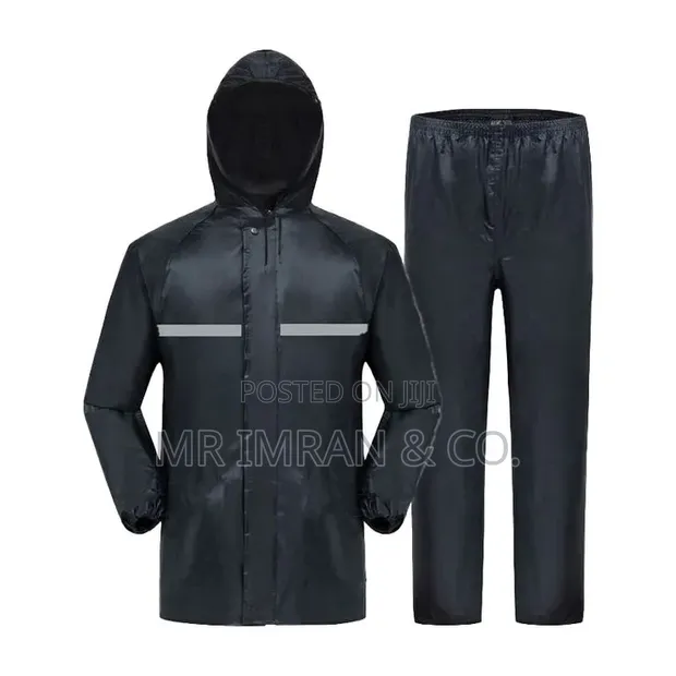 Black Waterproof Split-Body Rain Suit and Pants - 1