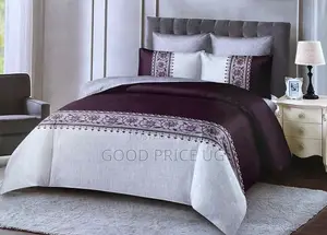 4-Piece Maroon & Grey Duvet Bedding Set