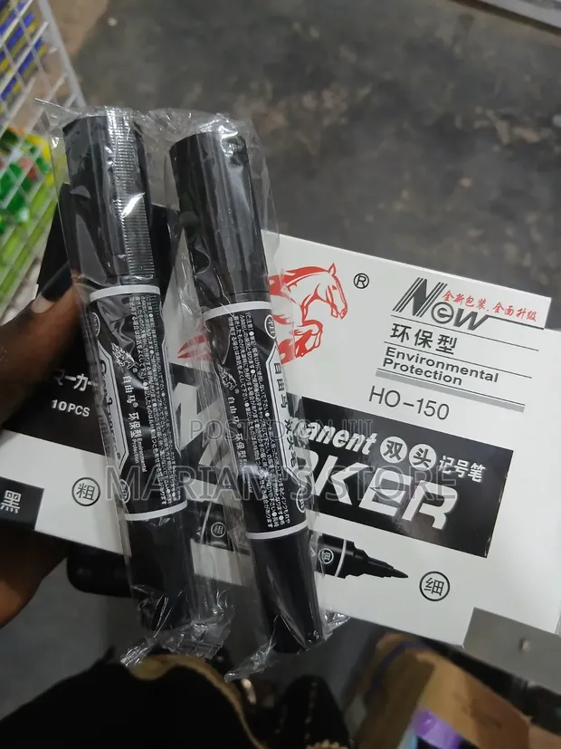 Pack of Double-Ended Black Oil-Based Permanent Markers - 1