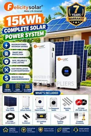 15kWh Complete Solar Power System - Felicity 12x580W Panels