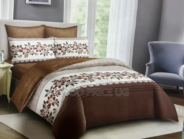 Traditional 4-Piece Brown & Beige Floral Comforter Set - 1