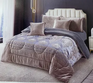 6-Piece Velvet Grey Bedcover Set (6x6)