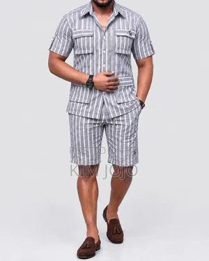 Men's Two-Piece Striped Set