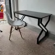Black Metallic Computer Desk with Drawers - 2