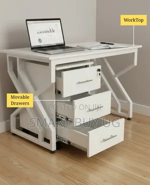 Office Workstation with Drawers - Metal Frame Desk