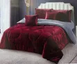 6 Piece Velvet Bedcover Set - Maroon - 1