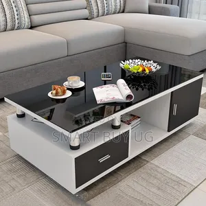Modern Centre Table with Drawers | White Glossy Finish