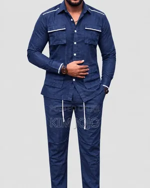 Men's Classic Long-Sleeved Shirt and Trousers Set