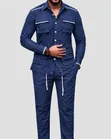 Men's Classic Long-Sleeved Shirt and Trousers Set - 1