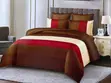 Coffee Brown, Cream & Burgundy Red Striped Duvet Set - 1
