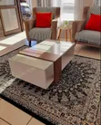 Modern Center Table with Shelf - White Glossy Finish - 1