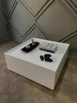 Modern White Glossy Center Table with Drawers - 2