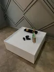Modern White Glossy Center Table with Drawers - 3