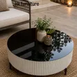 Classic Glass Top Center Table - White Glossy Finish - 2