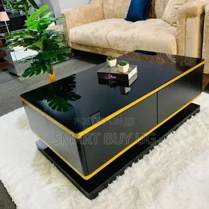 Modern Wooden Center Table with Glass Top