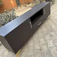 8ft Gray TV Stand with Drawers - 1