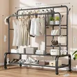 Garment Rack with 2 Hanging Rails, 4 Hooks & Shelves - 3