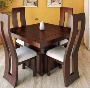 Brand New American Square Wooden Dining Set (4 Seaters)