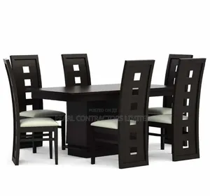 Brand New Black Polish 6-Seater Wooden Dining Set