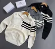 Striped Chest Design Half Zip Sweater - 1