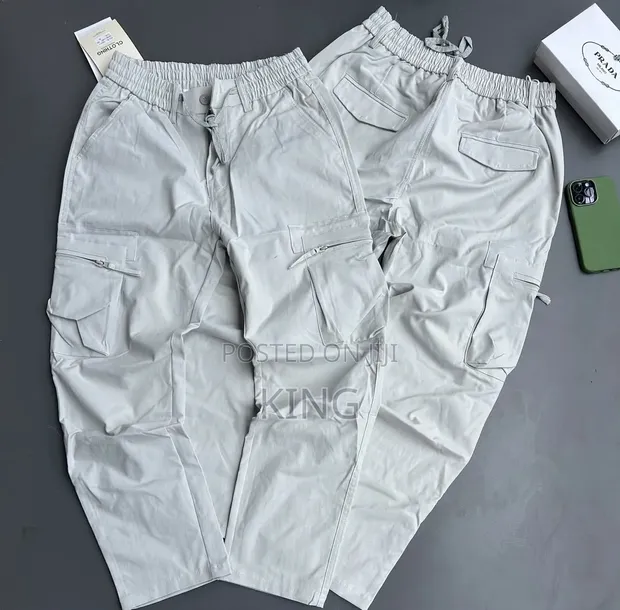 Casual Multi-Pocket Cargo Pants - Beige, White, Olive Green - 1
