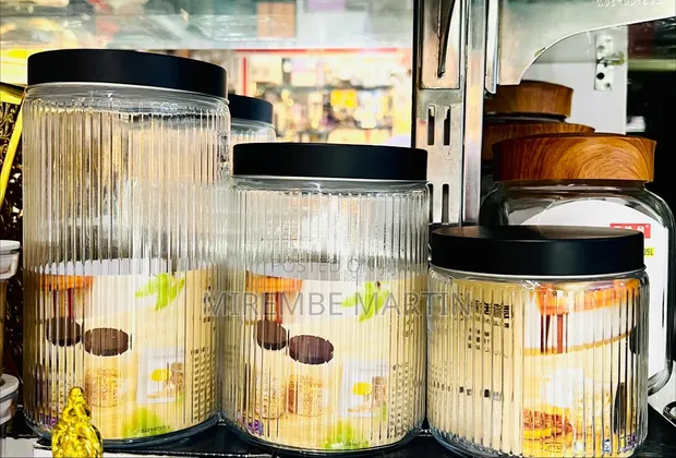 Vertical-Ribbed Glass Storage Canisters - 1