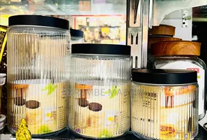 Vertical-Ribbed Glass Storage Canisters