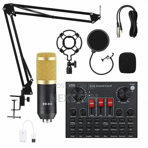 BM-800 Condenser Microphone Bundle with V8K Sound Card - 1
