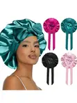 Colorful Satin Hair Bonnets with Tie Bands - 3