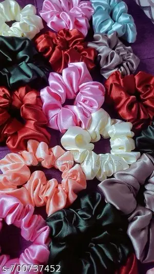 Vibrant Rainbow Satin Scrunchies