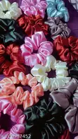 Vibrant Rainbow Satin Scrunchies - 1