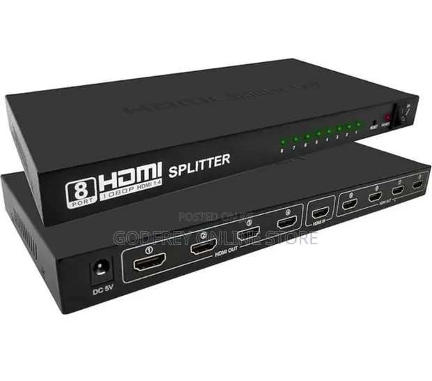 1x8 HDMI Splitter - HD Audio/Video Distributor - 1