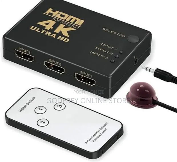 GANA 3-Port 4K HDMI Switch with IR Remote - 1