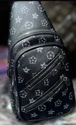 Black Faux-Leather Sling Chest Bag - 1