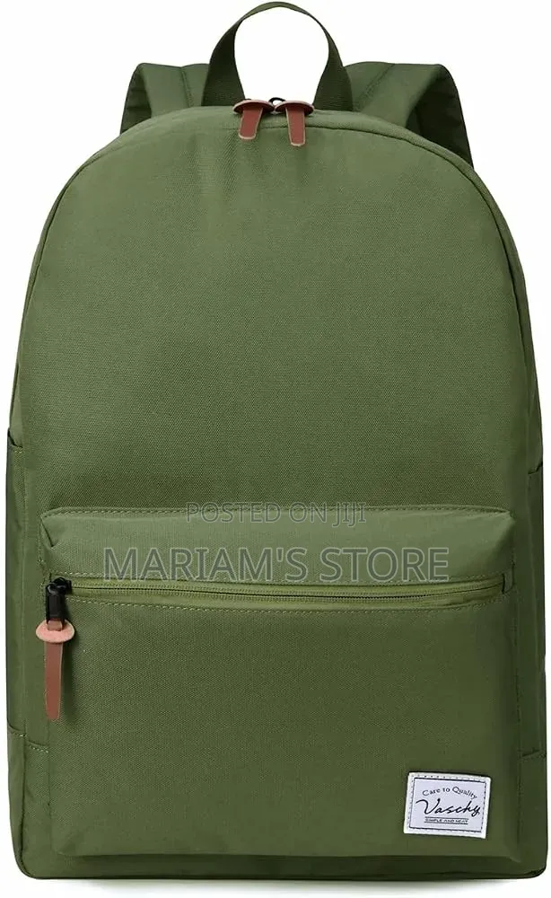 Green Canvas-Style Casual Backpack - 1