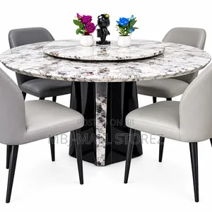 Modern Round Marble Dining Table Set - 4 Seater