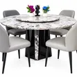 Modern Round Marble Dining Table Set - 4 Seater - 2
