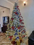 7ft Snow White Flocked Christmas Tree with Decorations - 1