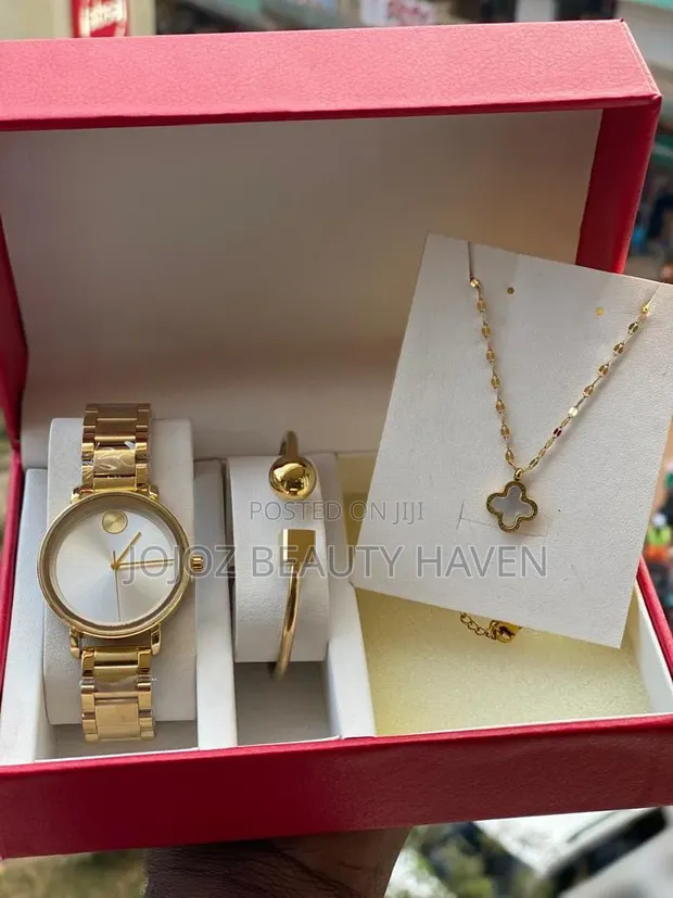 Rose Gold Movado-Style Ladies Watch Set - 1