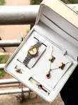 Elegant Rose-Gold Women's Watch, Bracelet, Ring Gift Set - 2